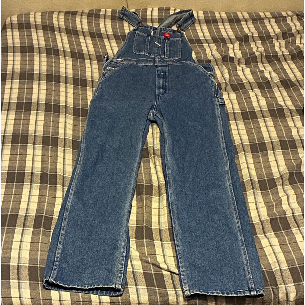 Dickies Women/Teens large Blue Denim Cotton Bib Overalls Workwear KB1025N8